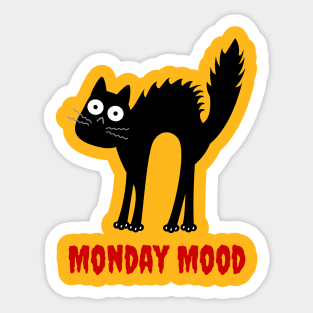 Monday Mood Black Cat Sticker